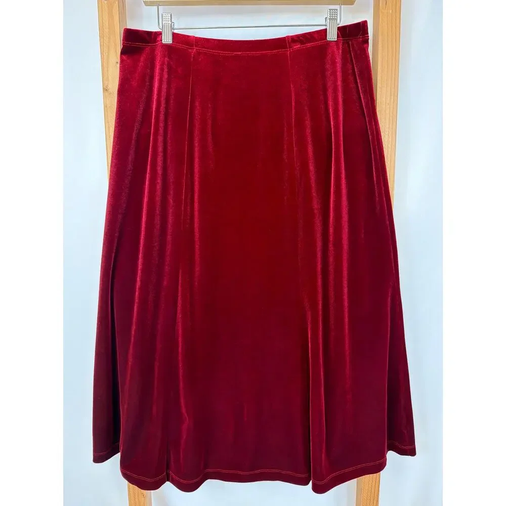 White Stag Red Velvet A-Line Midi Skirt Size L - Picture 2 of 5
